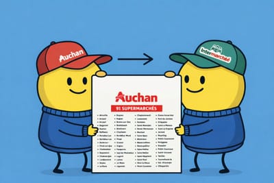 liste des 91 supermarchés Auchan proposés à la cession au groupement Les Mousquetaires