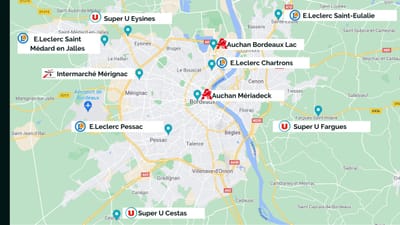 Analyse Géographique #3 | Les supermarchés / hypermarchés les plus visibles sur Facebook à Bordeaux